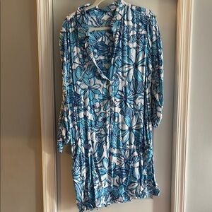 Lilly Pulitzer Blue and White Floral Dress